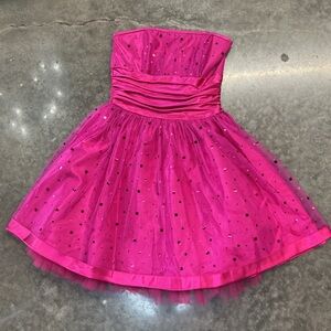 Jessica McClintock Gunne Sax Pink Tulle Sequin Strapless Dress Y2K Prom Party